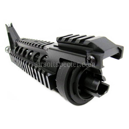 E&C CNC Aluminum RIX RAS Front Set Handguard Rail System With 9.5 Inches Outer Barrel For M4 M16 Series AEG Rifles Airsoft Black
