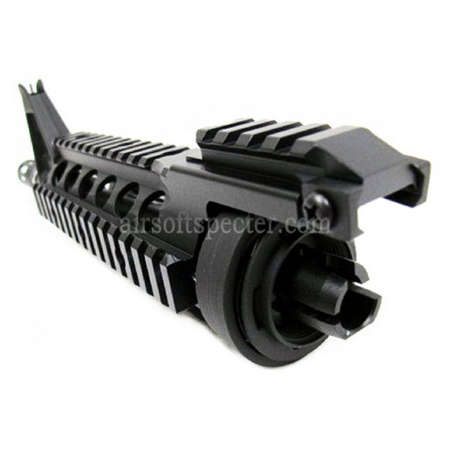 E&C CNC Aluminum RIX RAS Front Set Handguard Rail System With 9.5 Inches Outer Barrel For M4 M16 Series AEG Rifles Airsoft Black