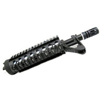 E&C CNC Aluminum RIX RAS Front Set Handguard Rail System With 9.5 Inches Outer Barrel For M4 M16 Series AEG Rifles Airsoft Black