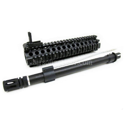 E&C CNC Aluminium M18 RAS Front Set Garde-main Rail System avec Canon Externe de 9 Pouces pour Fusils Airsoft AEG Series M4 M16 M18 Noir