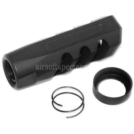 APS EMG Licensed F1 Firearms Angle Faced Muzzle Brake Flash Hider For -14mm CCW Counter-Clockwise Thread Barrel Rifles Airsoft