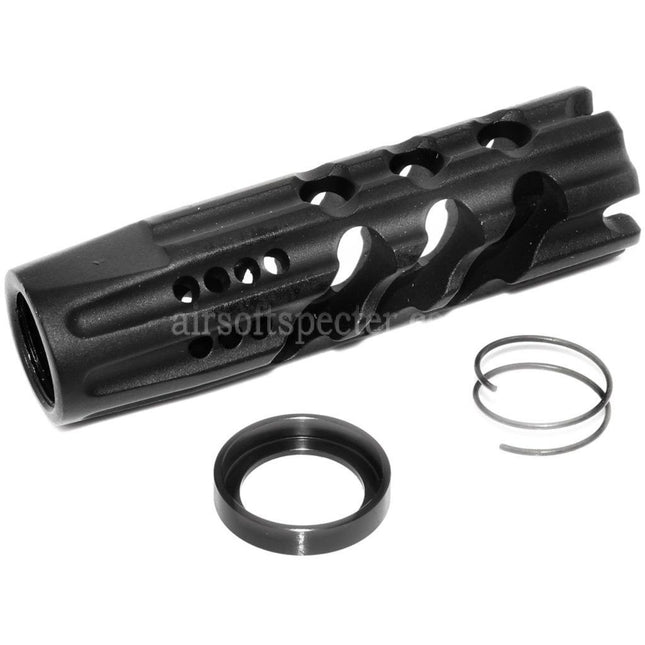 APS EMG Licensed F1 Firearms Dragon Slay Faced Muzzle Brake Flash Hider For -14mm CCW Counter-Clockwise Thread Barrel Rifles Airsoft Black