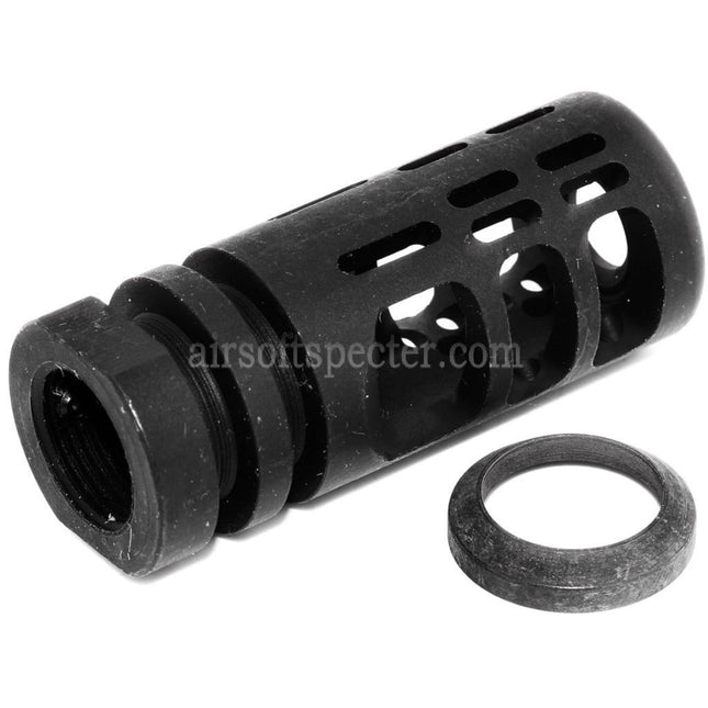 5KU Gamma 762 Type Metal Flash Hider For -14mm CCW Counter-Clockwise Thread Barrel Rifles Airsoft Black