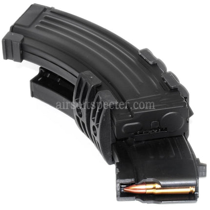 Chargeur double électrique auto-enrouleur BATTLEAXE 1200 coups avec prise EU 220 V pour répliques airsoft AK Series AEG Noir