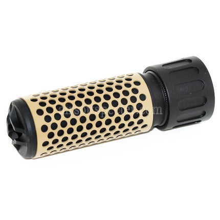 AIRSOFT SPECTER 125mm 5 Inches 5.56 Style QDC Suppressor Silencer with Flash Hider For -14mm CCW Counter-Clockwise Thread Barrel Rifles Airsoft Black/Tan