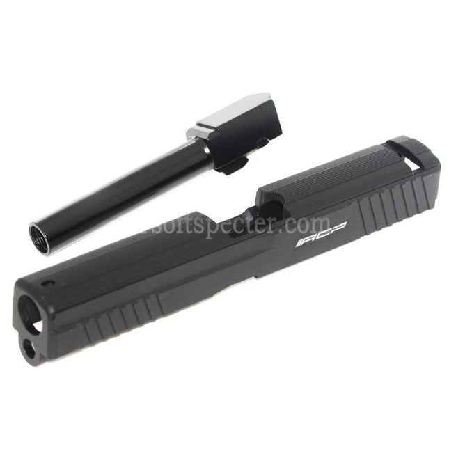 APS Aluminum Slide with Barrel For ACP601 / Tokyo Marui G17 GBB Pistols Airsoft Black