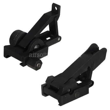 AIRSOFT SPECTER Metal Mangone Flip Up Front Rear Sight For 20mm Picatinny Rail Rifles