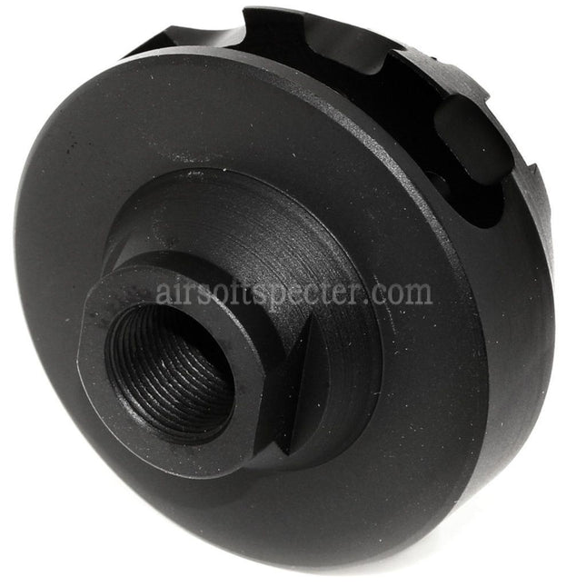 5KU Aluminum Cookie Cutter Comp Flash Hider For -14mm CCW Counter-Clockwise Thread Barrel Rifles Airsoft Black