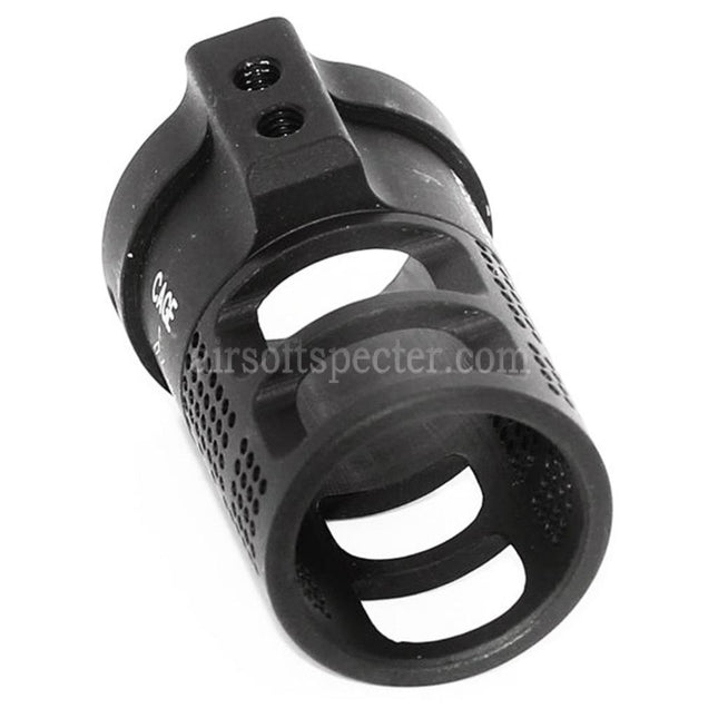 5KU Aluminum CAGE Blast Diverter Flash Hider For -14mm CCW Counter-Clockwise Thread Barrel Rifles Airsoft Black