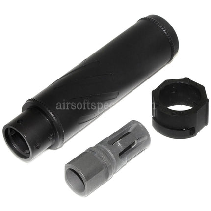 5KU 153mm/173mm SOCOM556 RC QD Suppressor Silencer with Flash Hider For -14mm CCW Counter-Clockwise Thread Barrel Rifles Airsoft Black