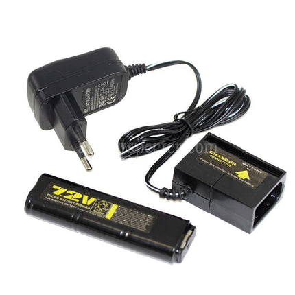 WELL 7.2V 450mAh Ni-MH Battery And 220V EU Plug Charger For Vz61 Scorpion / MP7 / MAC10 / R2 / R4 AEG Airsoft
