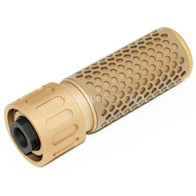AIRSOFT SPECTER 125mm 5 Inches 5.56 Style QDC Suppressor Silencer with Flash Hider For -14mm CCW Counter-Clockwise Thread Barrel Rifles Airsoft Tan