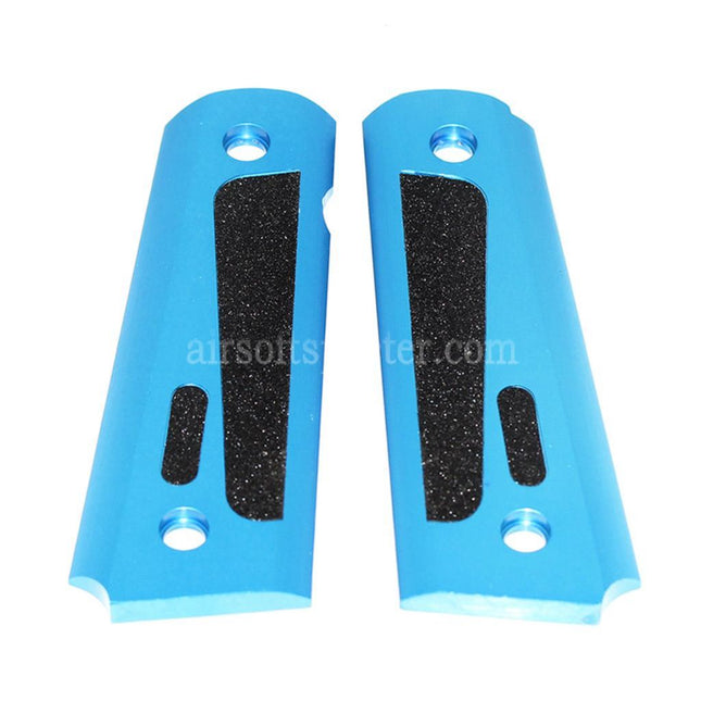 AIRSOFT SPECTER CNC Aluminum Stippling Grip Cover For Tokyo Marui M1911 / MEU Pistols Blue/Black