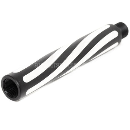 AIRSOFT SPECTER 4.5 Aluminium 2 tons Spiral Fluted Outer Barrel Extension Tube -14mm CCW Pas de vis anti-horaire AEG GBB Noir/Argent