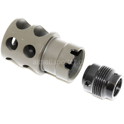 AIRSOFT SPECTER 55mm DTK-2 Style Muzzle Brake Flash Hider For -14mm CCW Counter-Clockwise Thread Barrel Rifles