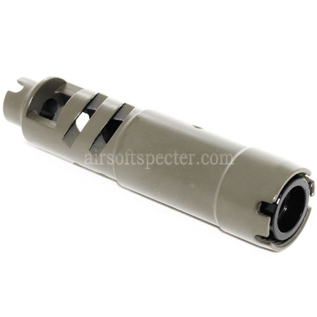 AIRSOFT SPECTER 105mm Shturm Style Muzzle Brake Flash Hider with Adaptor For -14mm CCW Counter-Clockwise Thread Barrel Rifles