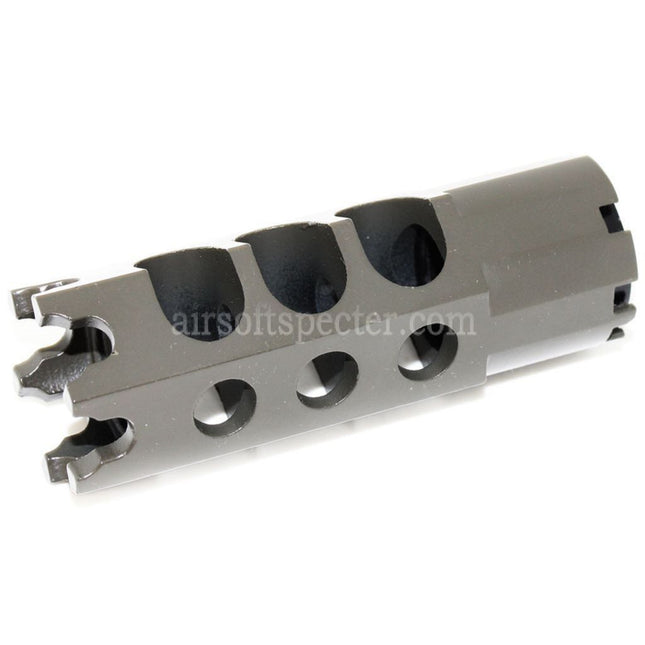 AIRSOFT SPECTER 84mm DTK-1 Style Muzzle Brake Flash Hider with Adaptor For -14mm CCW Counter-Clockwise Thread Barrel Rifles