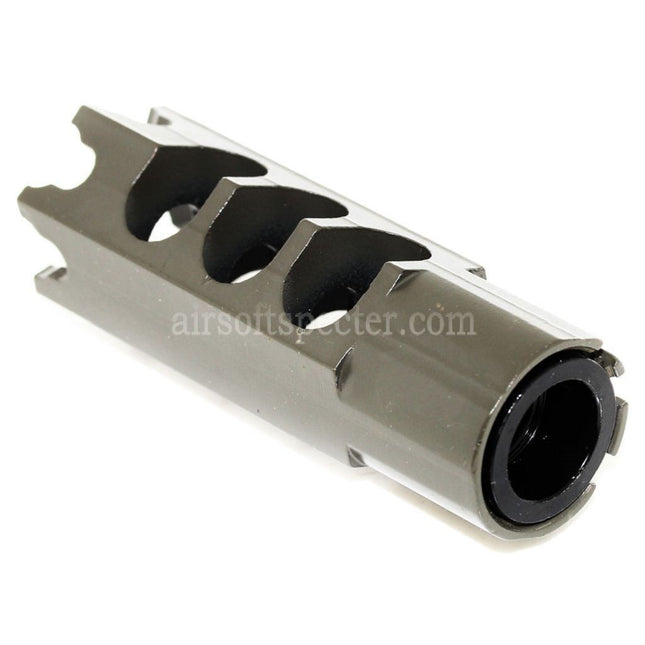 AIRSOFT SPECTER 84mm DTK-1 Style Muzzle Brake Flash Hider with Adaptor For -14mm CCW Counter-Clockwise Thread Barrel Rifles