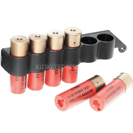 CYMA 6pcs (30rd each) Plastic Shotgun Shell Magazine with 6-Shell Holder Metal Carrier For CYMA Tokyo Marui M870 Shotgun Airsoft