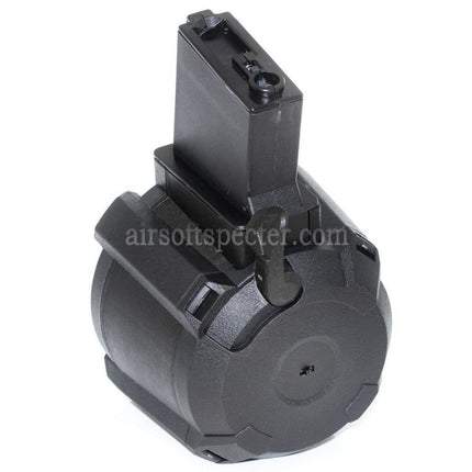 BATTLEAXE Chargeur de tambour électrique 1400 billes à commande sonore pour fusils AEG M4 M16 Airsoft Noir