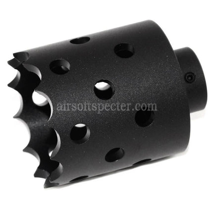 AIRSOFT SPECTER 43mm/55mm Hole Saw Attack Style Metal Muzzle Brake Flash Hider For -14mm CCW Counter-Clockwise Thread Barrel Rifles Black