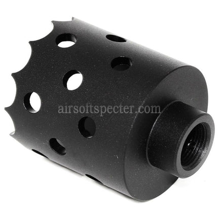 AIRSOFT SPECTER 43mm/55mm Hole Saw Attack Style Metal Muzzle Brake Flash Hider For -14mm CCW Counter-Clockwise Thread Barrel Rifles Black