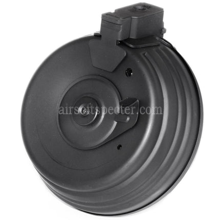 CYMA 2500rd Sheet Steel Wired & Sound Control Electric Drum Magazine With EU 220v Plug Charger For AK Series AEG Rifles Airsoft Black