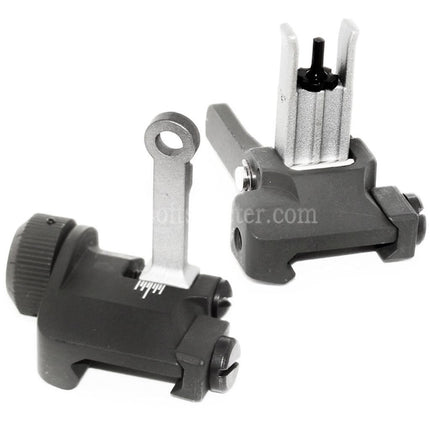 AIRSOFT SPECTER KAC Style 300M Metal Flip-Up Front Rear Sight Set For MK18 MOD-1 M4 M16 AEG Rifles Black/Silver
