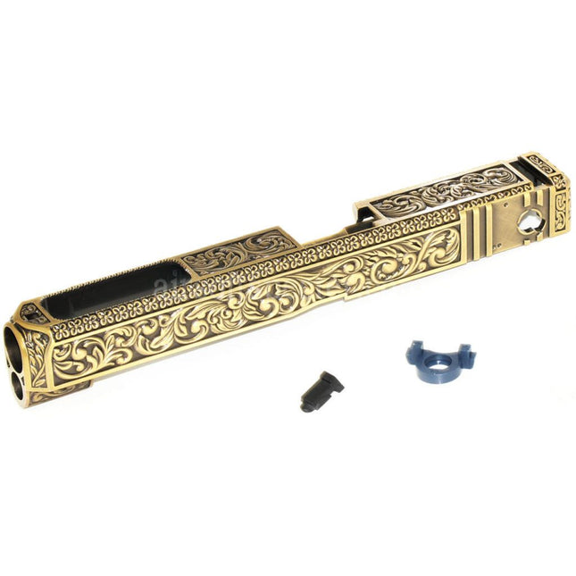 Archives Custom WE (WE-TECH) Gold Carved Pattern Slide For WE G35 GBB Pistols Airsoft Gold