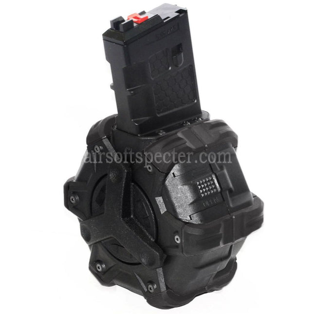 Armorer Works AW Custom 350rd Gas Adaptive Drum Magazine for WE (WE-TECH) Open Bolt Type L85 / SCAR-L / R5C / T65 / HK416 / AR M4 M16 GBB Rifles Airsoft