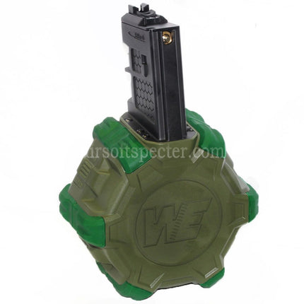 WE (WE-TECH) 350rd Gas Drum Magazine for WE (WE-TECH) Open Bolt Type L85 / SCAR-L / R5C / T65 / HK416 / AR M4 M16 GBB Rifles Airsoft
