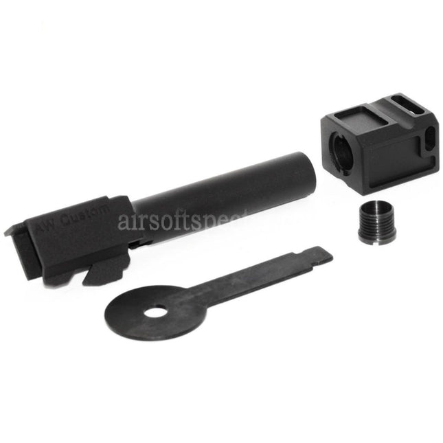 Armorer Works AW VX Outer Barrel Kit with Compensator MOD-1 for AW VX9 Series / EMG SAI BLU COMPACT / Tokyo Marui / WE G19 GBB Pistols Airsoft