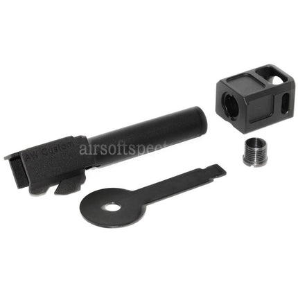 Armorer Works AW VX Outer Barrel Kit with Compensator MOD-2 for AW VX9 Series / EMG SAI BLU COMPACT / Tokyo Marui / WE G19 GBB Pistols Airsoft
