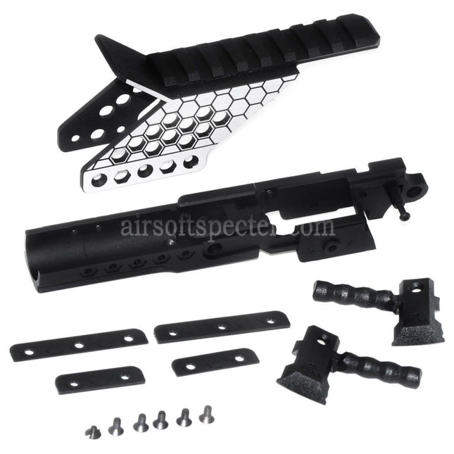 Armorer Works AW Pre-drilled HX Middle Frame with Optics Mount and Speed Cocking Handle For AW WE Tokyo Marui Hi-Capa Series GBB Pistols Airsoft Black/Silver