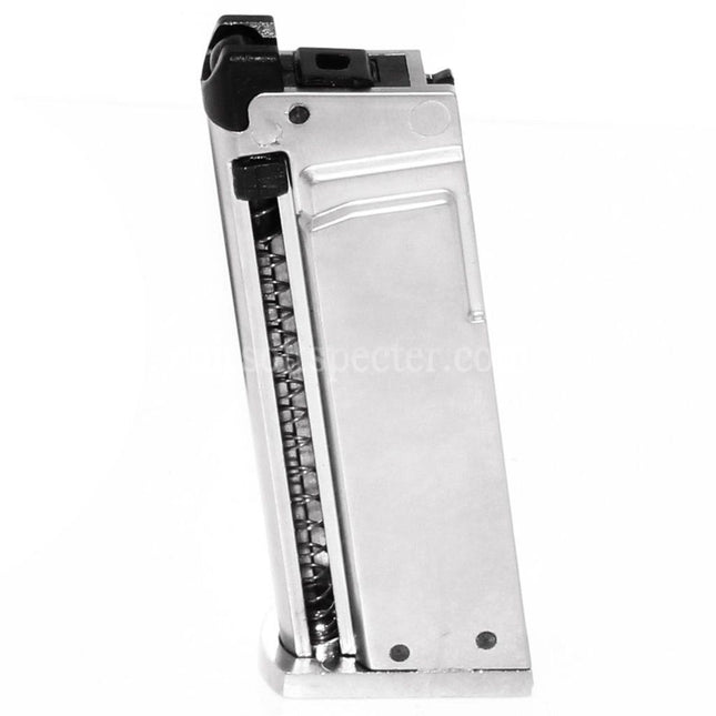 Chargeur à gaz WE (WE-TECH) 7 coups pour pistolets airsoft GBB Cybergun COLT JUNIOR .25 Mighty Mouse WE CT25 argenté
