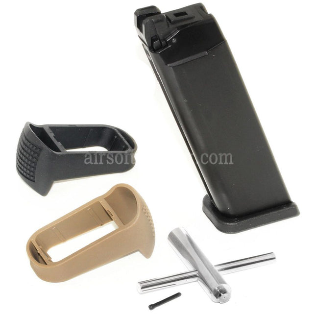 WE (WE-TECH) 25rd Co2 Magazine Valve Key Grip Extension Set for G17 G18C G34 G35 G-Series GBB Pistols Airsoft Black