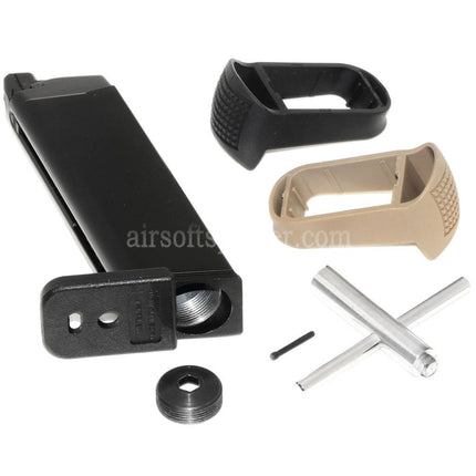 WE (WE-TECH) 25rd Co2 Magazine Valve Key Grip Extension Set for G17 G18C G34 G35 G-Series GBB Pistols Airsoft Black