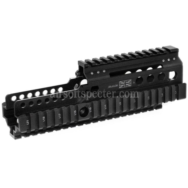 WE (WE-TECH) Garde-main RIS RAS CNC Aluminium 227mm sous licence Daniel Defense ISGK Madbull pour Répliques Airsoft WE L85 GBB Noir