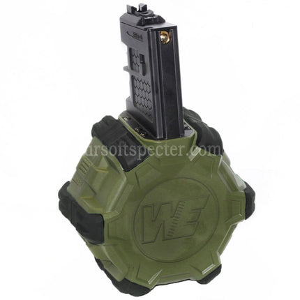 WE (WE-TECH) 350rd Gas Drum Magazine for WE (WE-TECH) Open Bolt Type L85 / SCAR-L / R5C / T65 / HK416 / AR M4 M16 GBB Rifles Airsoft
