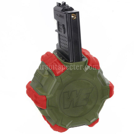 WE (WE-TECH) 350rd Gas Drum Magazine for WE (WE-TECH) Open Bolt Type L85 / SCAR-L / R5C / T65 / HK416 / AR M4 M16 GBB Rifles Airsoft