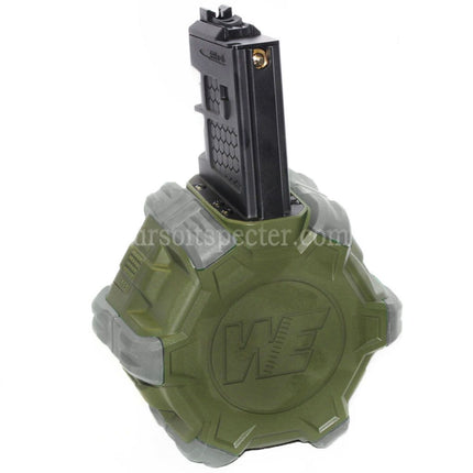 WE (WE-TECH) 350rd Gas Drum Magazine for WE (WE-TECH) Open Bolt Type L85 / SCAR-L / R5C / T65 / HK416 / AR M4 M16 GBB Rifles Airsoft