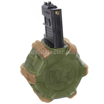 WE (WE-TECH) 350rd Gas Drum Magazine for WE (WE-TECH) Open Bolt Type L85 / SCAR-L / R5C / T65 / HK416 / AR M4 M16 GBB Rifles Airsoft
