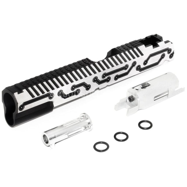 5KU CNC Aluminum Infinity Future Slide Set Suitable For Tokyo Marui Hi-Capa 5.1 Series GBB Pistols Airsoft Black/Silver