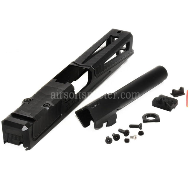 5KU CNC RMR Cut Barrel Slide Set Window Cuts For Tokyo Marui G17 Series GBB Pistols Airsoft Black