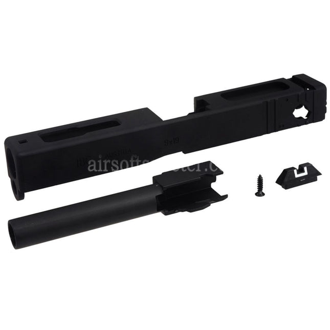 E&C Metal Slide Barrel Set with Rear Sight For E&C G18C GBB Pistols Airsoft Black
