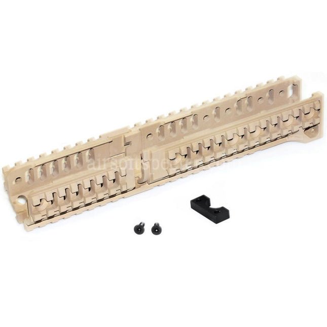 5KU CNC 254mm B30 Style Long Lower Handguard Rail System For D-Boys LCT GHK AKM AK74 AK102 AK104 AK105 AK Series AEG Rifles Airsoft Desert Tan