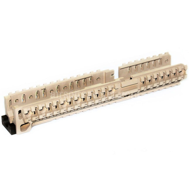 5KU CNC 254mm B30 Style Long Lower Handguard Rail System For D-Boys LCT GHK AKM AK74 AK102 AK104 AK105 AK Series AEG Rifles Airsoft Desert Tan