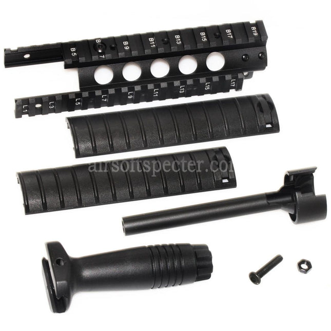 CYMA MP5 DX Interface Handguard Rail System with QD Foregrip and Outer Barrel For CYMA G&G Umarex Tokyo Marui MP5 Series AEG Rifles Airsoft Black