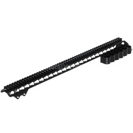 CYMA 537mm Aluminium KeyMod Top Rail System with 6-Shell Carrier Holder For CYMA Tokyo Marui M870 Series Shotgun Airsoft Black