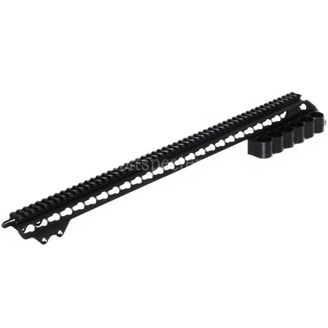 CYMA 537mm Aluminium KeyMod Top Rail System with 6-Shell Carrier Holder For CYMA Tokyo Marui M870 Series Shotgun Airsoft Black